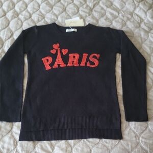 Pinc Kids Black Sweater with Red Paris Design